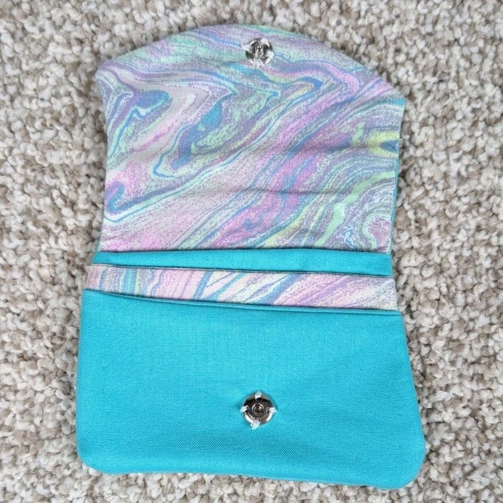 Teal Pocket Wallet Card Holder‎ Coin Pouch Small Bag Handmade Wallet Travel Gift